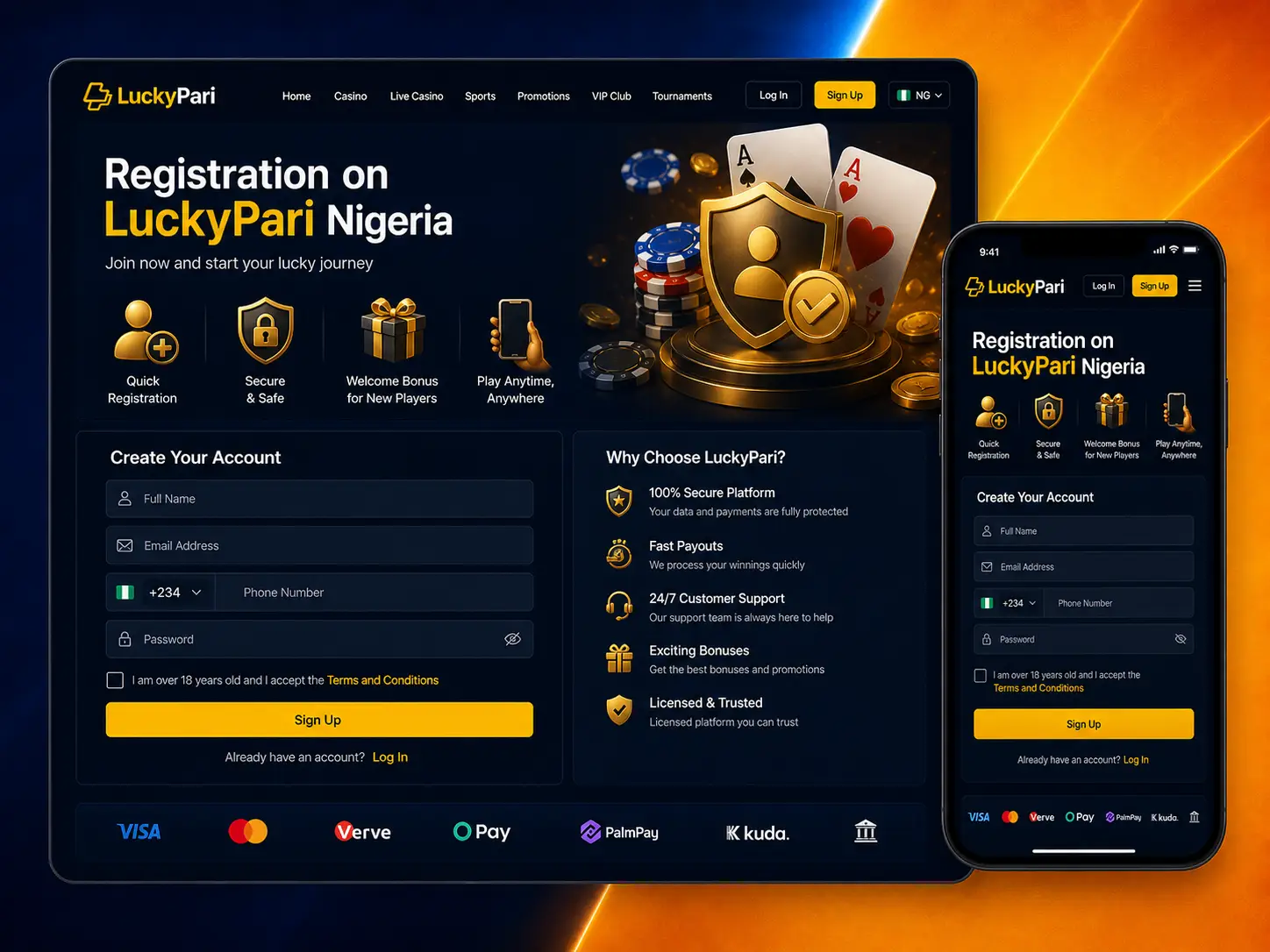 Opening an Account on LuckyPari Nigeria